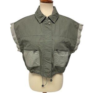 Forever 21 women's Poplin Color block Utility Cropped Vest size S